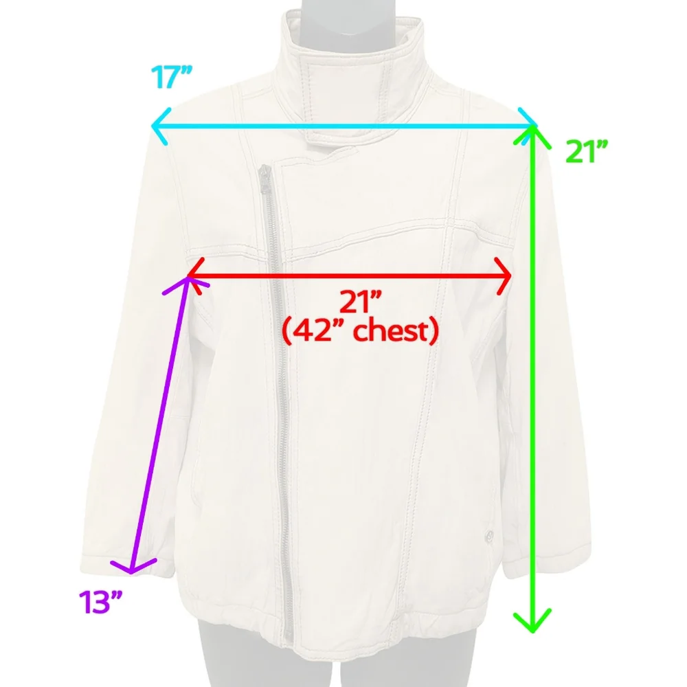 EVER beige lamb leather moto jacket (42" bust) - Picture 2 of 8